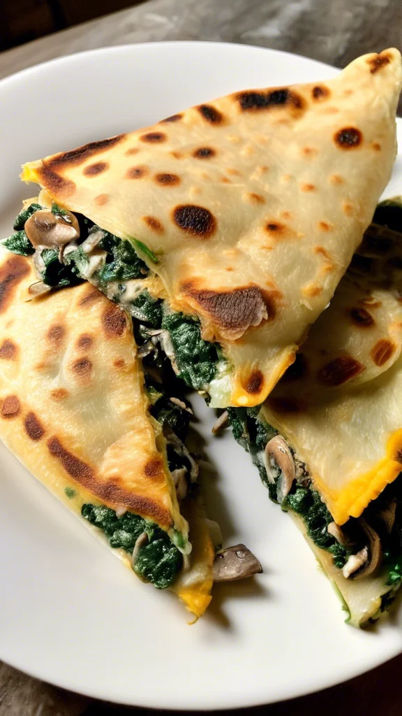 Step-by-step making Baked Spinach Mushroom Quesadillas