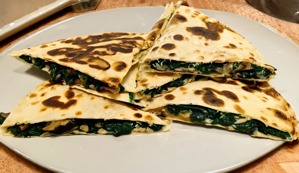 Baked Spinach Mushroom Quesadillas
