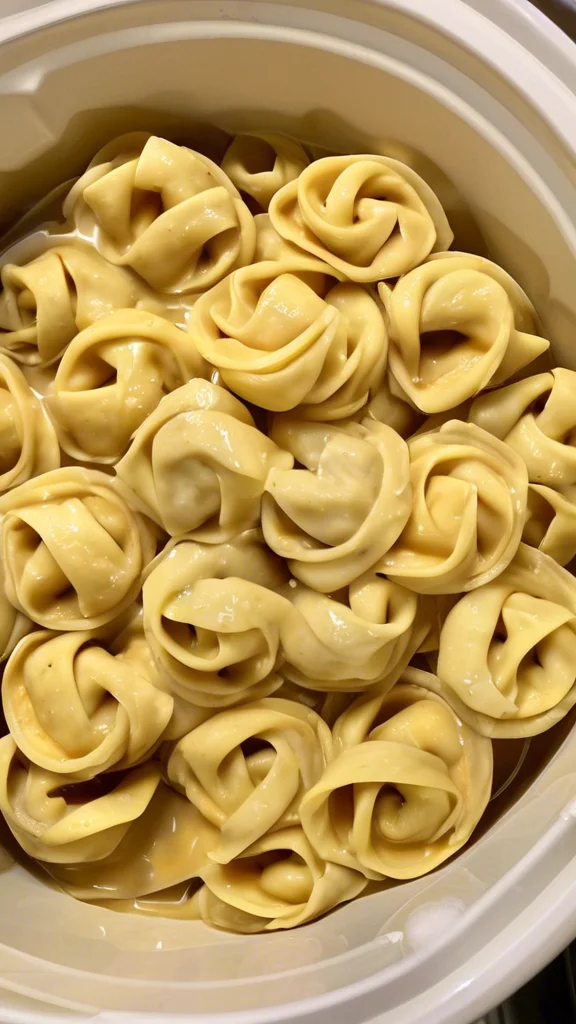 Step-by-step making Easy Delicious Crockpot Tortellini