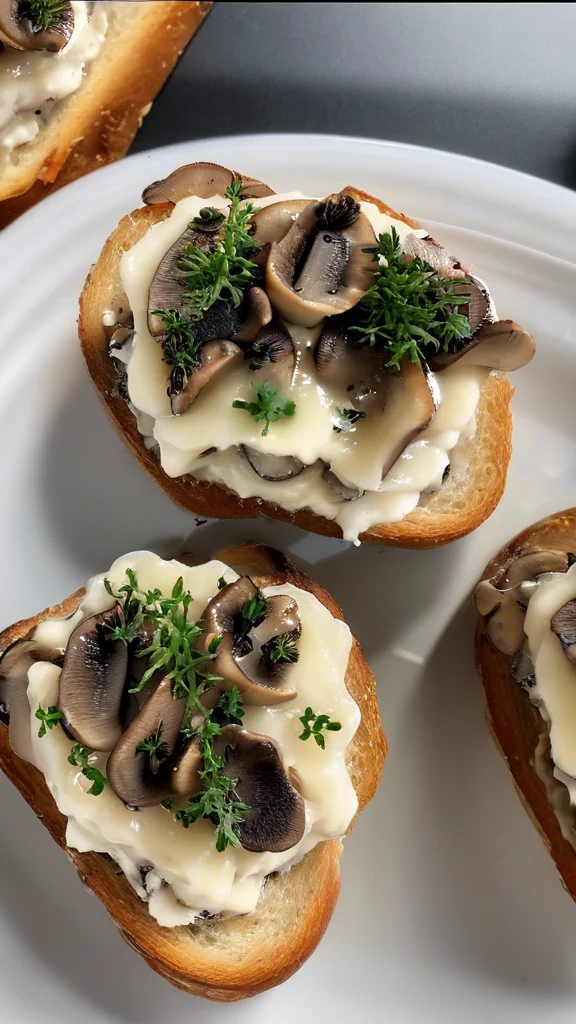 Step-by-step making Mushroom Thyme Crostini