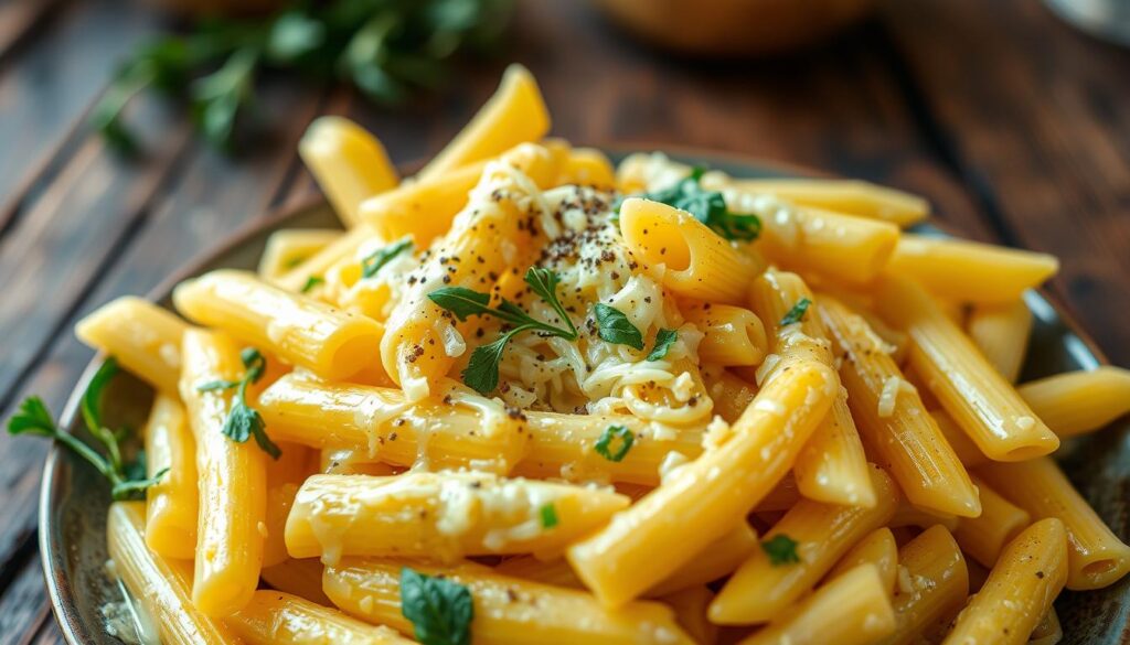 Cheesy Penne with Garlic Butter Ground Beef