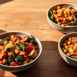 Geröstete Gemüse-Chickpea-Bowls mit Ahorn-Dijon-Tahini-Dressing