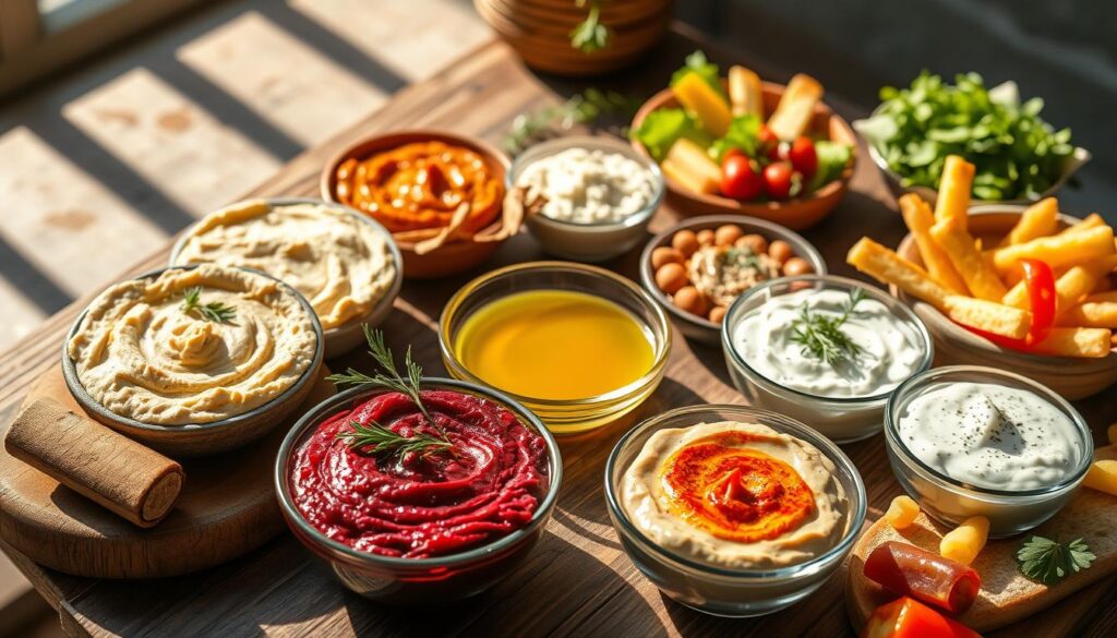 Mediterranean dips with olive oil