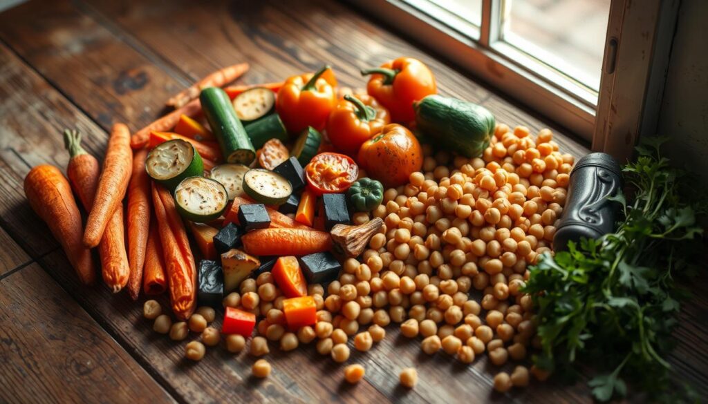 Zutaten für Geröstete Gemüse-Chickpea-Bowls