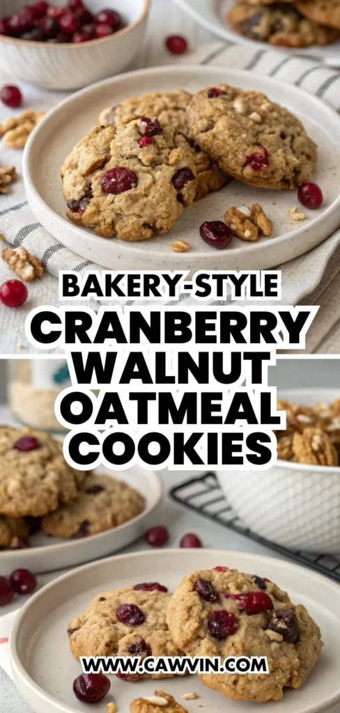 Bakery-Style Cranberry Walnut Oatmeal Cookies