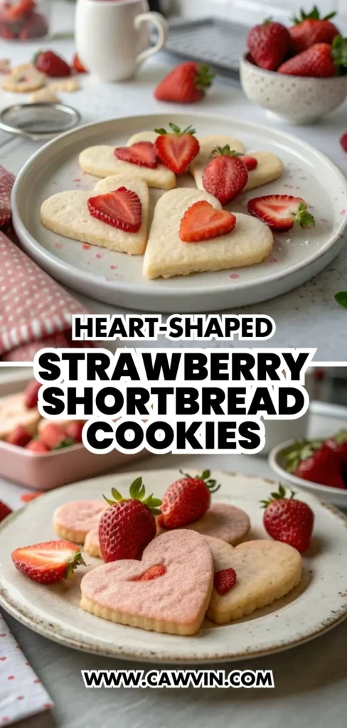 Heart Shaped Strawberry Shortbread Cookies 2 - Easy Peasy Recipes