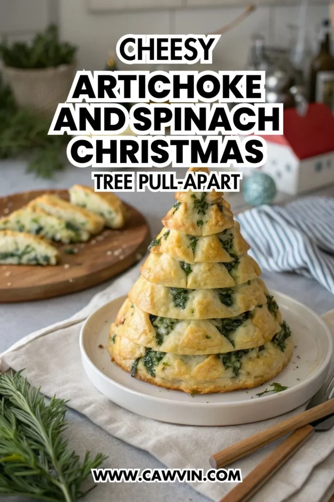 Cheesy Artichoke and Spinach Christmas Tree Pull-Apart 1000x1500