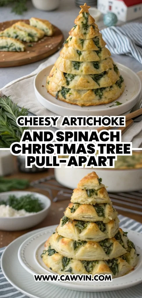 Cheesy Artichoke and Spinach Christmas Tree Pull-Apart 1000x2100