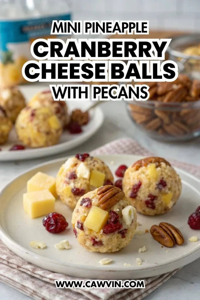 Mini Pineapple Cranberry Cheese Balls with Pecans 1000x1500