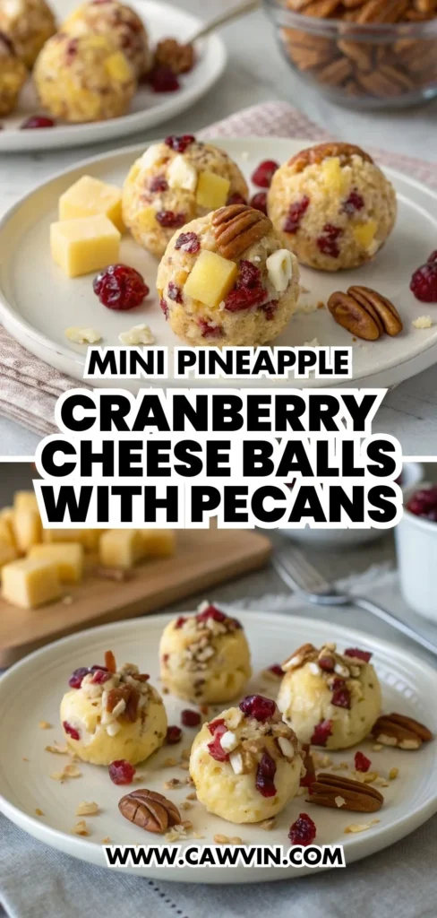 Mini Pineapple Cranberry Cheese Balls with Pecans 1000x2100