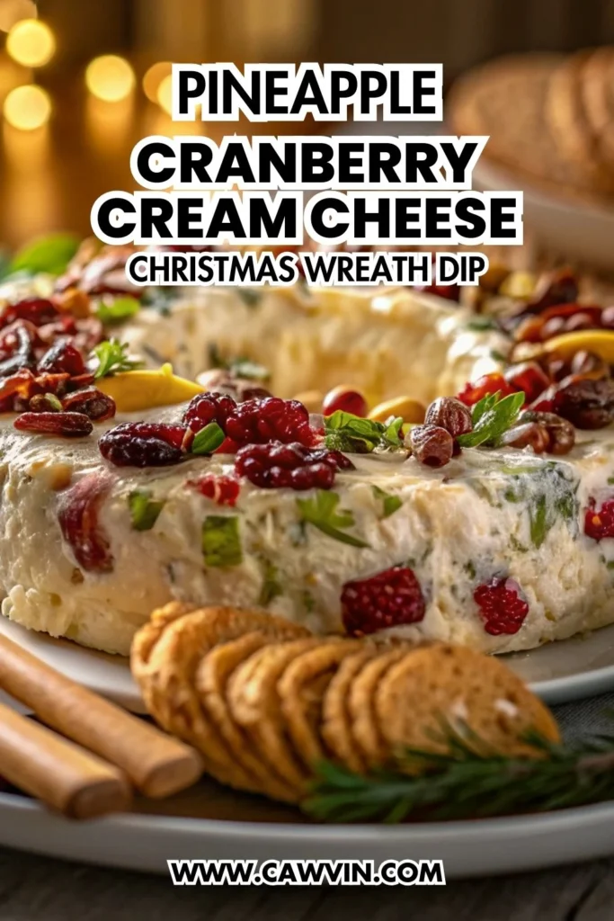 Pineapple Cranberry Cream Cheese Christmas Wreath Dip 1000x1500
