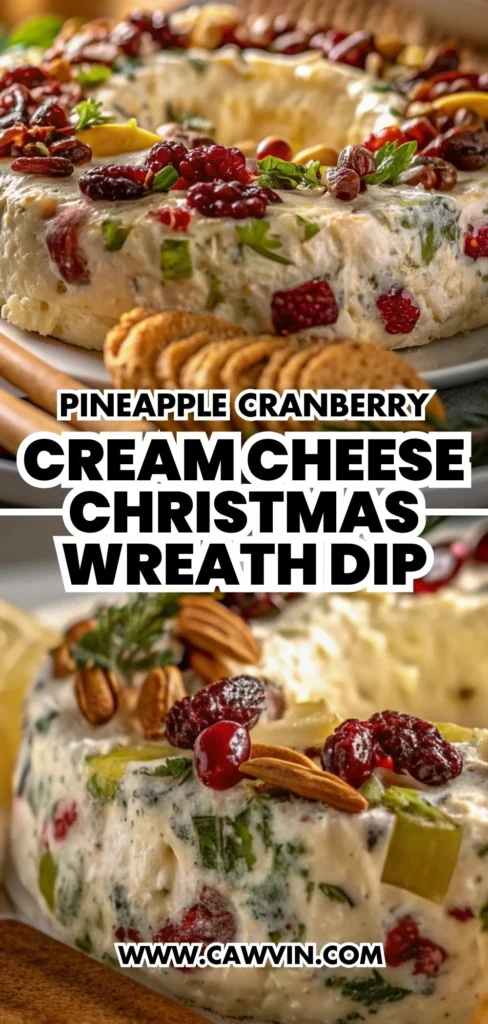 Pineapple Cranberry Cream Cheese Christmas Wreath Dip 1000x2100