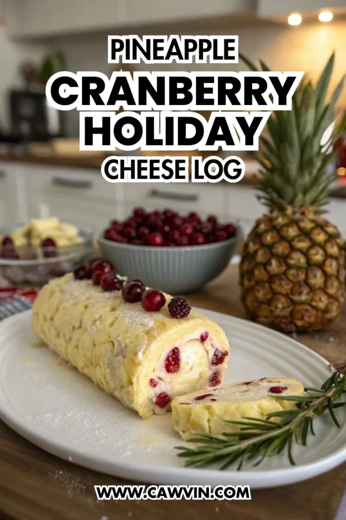 Pineapple Cranberry Holiday Cheese Log 1000x1500