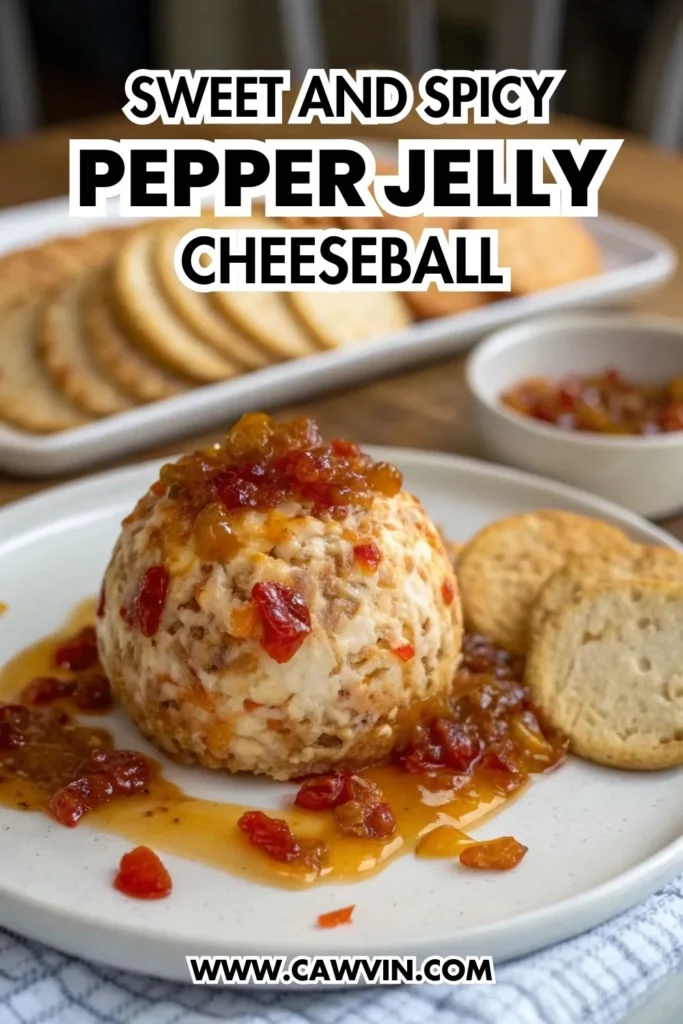 Sweet and Spicy Pepper Jelly Cheeseball 1000x1500