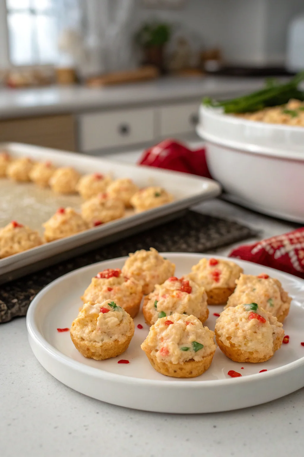 A delicious plate of Christmas Pimento Cheese Bites