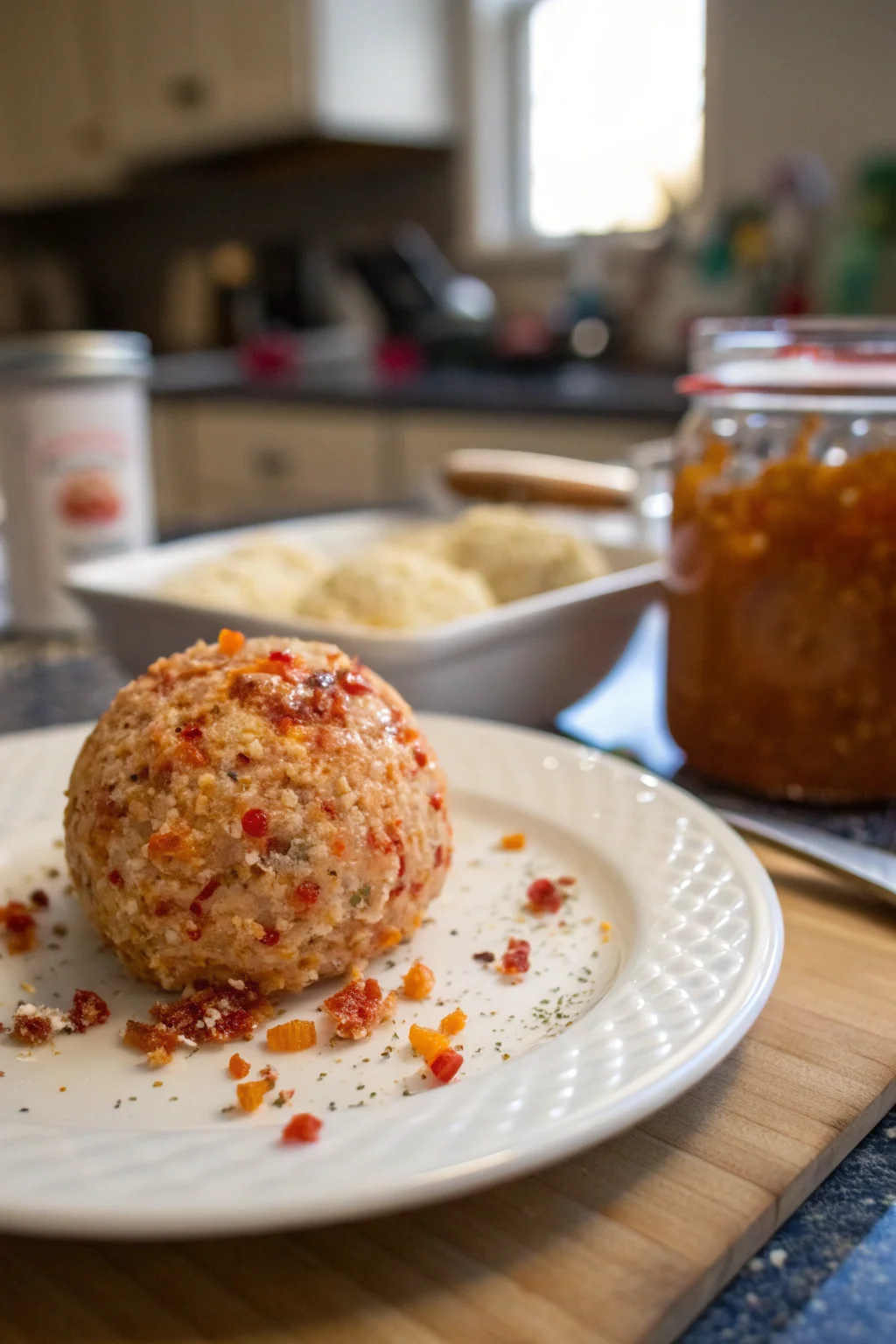 A delicious plate of Sweet and Spicy Pepper Jelly Cheeseball