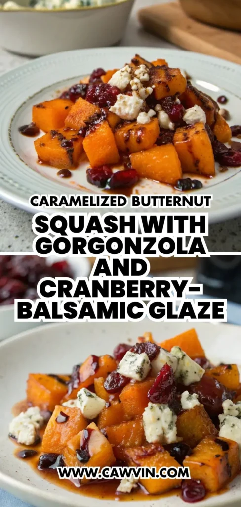Caramelized Butternut Squash with Gorgonzola and Cranberry-Balsamic Glaze 1000x2100