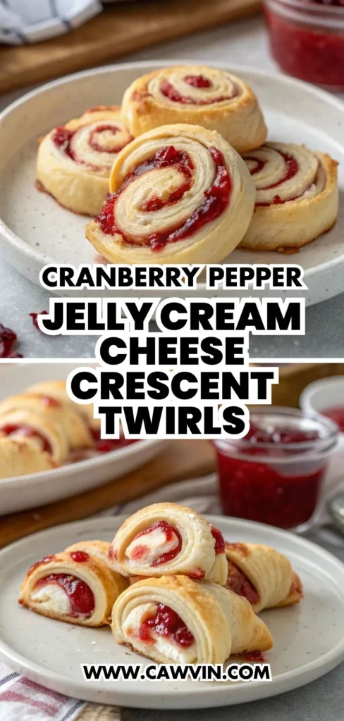 Cranberry Pepper Jelly Cream Cheese Crescent Twirls