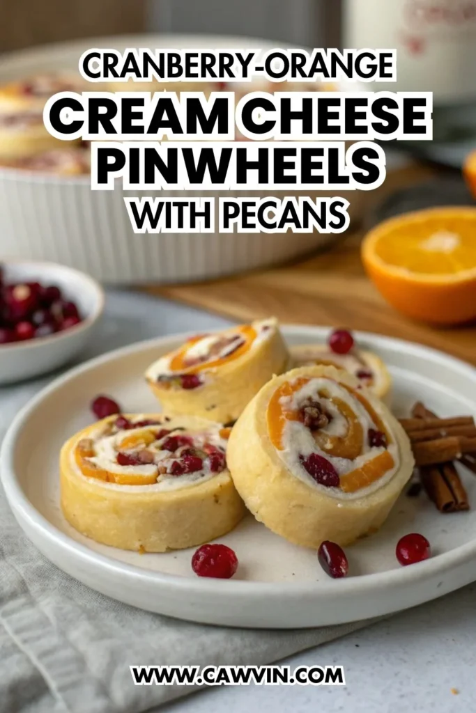Cranberry‑Orange Cream Cheese Pinwheels with Pecans
