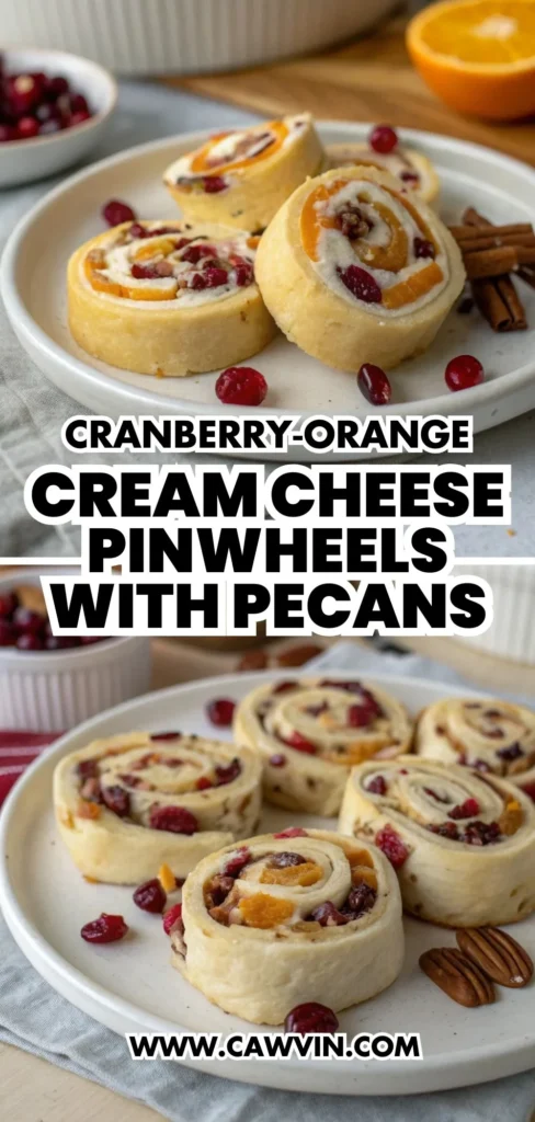 Cranberry‑Orange Cream Cheese Pinwheels with Pecans