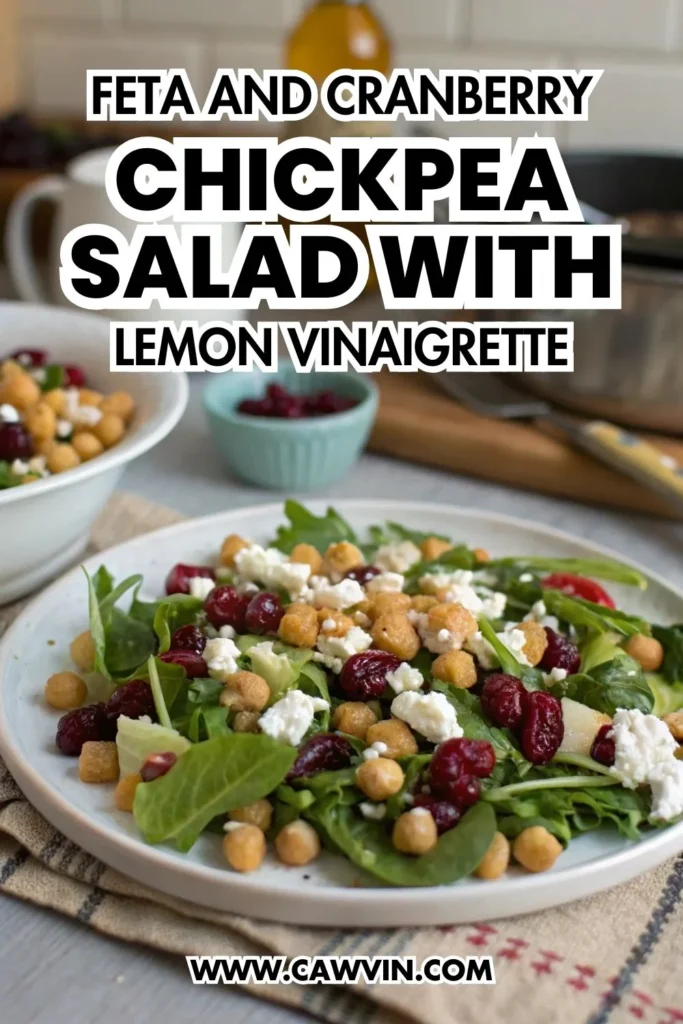 Feta and Cranberry Chickpea Salad with Lemon Vinaigrette
