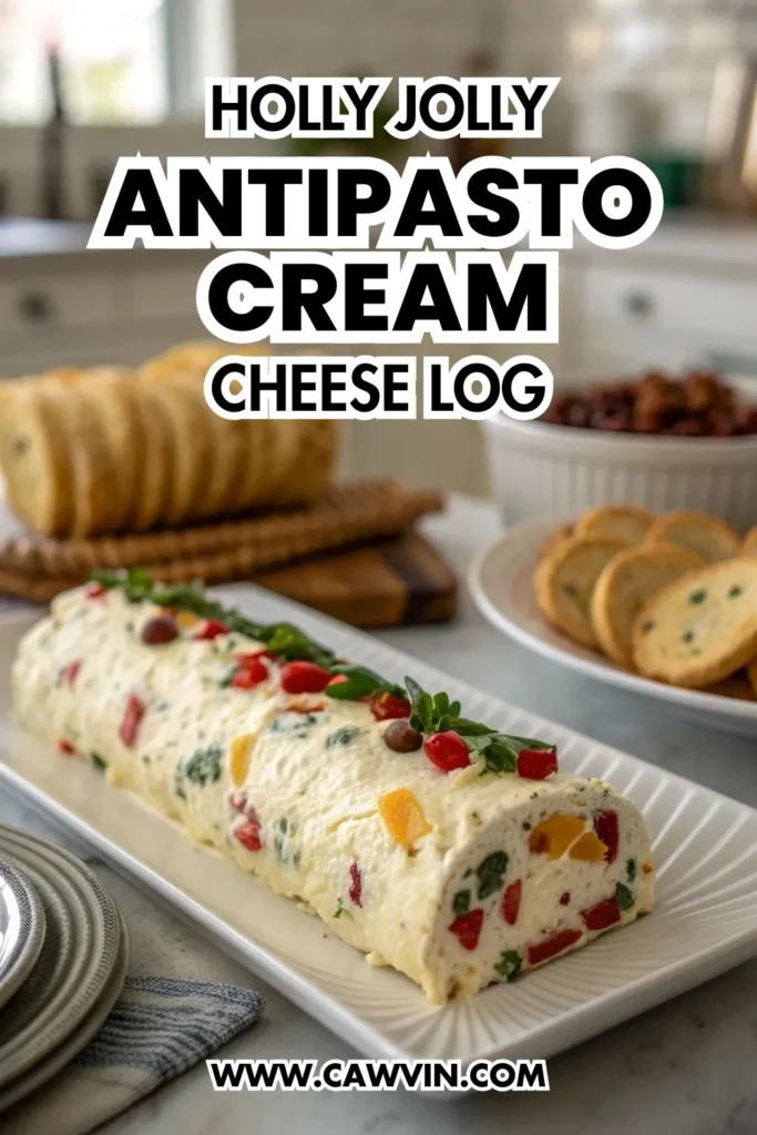 Holly Jolly Antipasto Cream Cheese Log 1000x1500