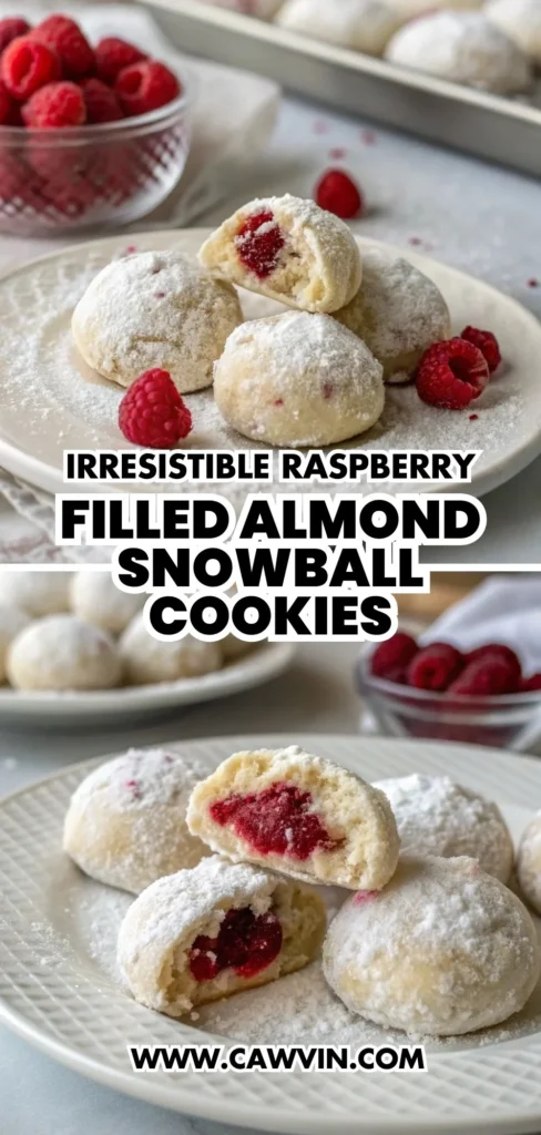 Irresistible Raspberry Filled Almond Snowball Cookies 1000x2100