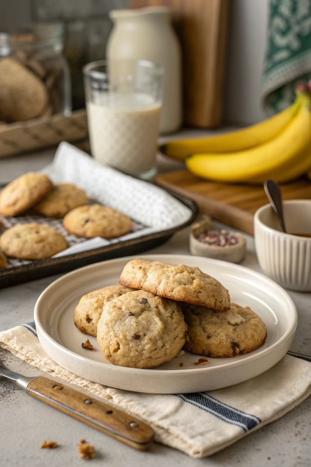A delicious plate of Banana Bread Cookies