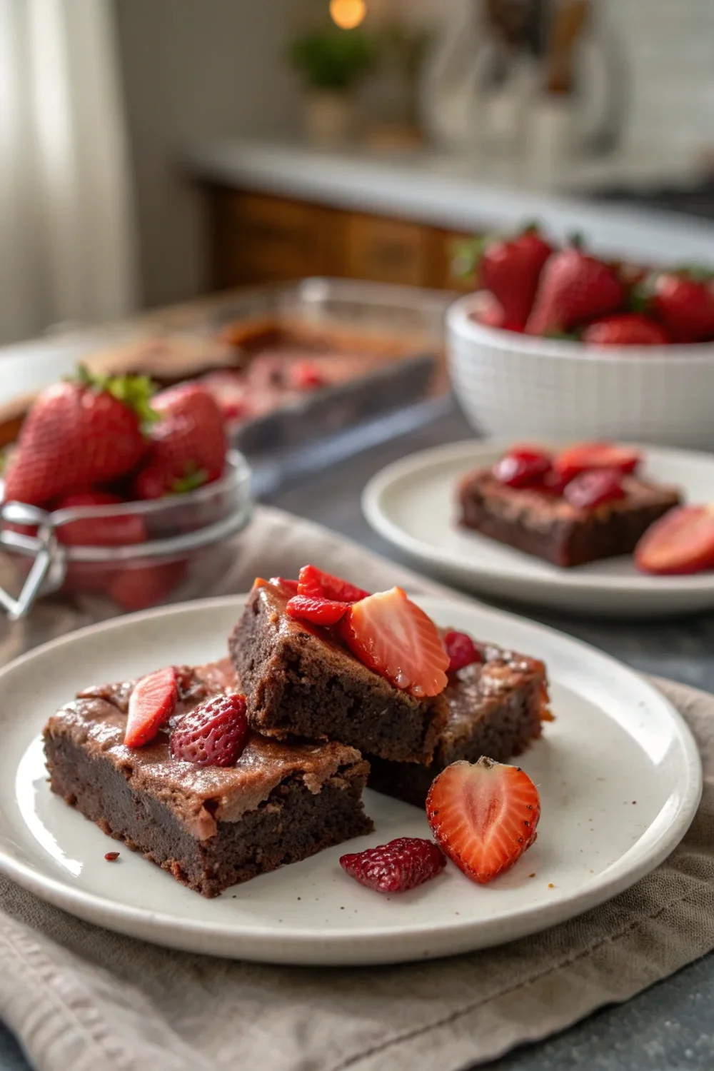 A delicious plate of Strawberry Brownies Recipe