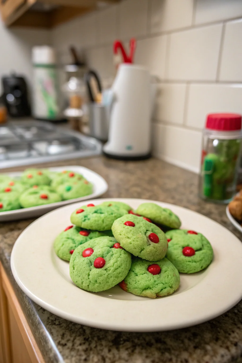 A delicious plate of Grinch Cookies
