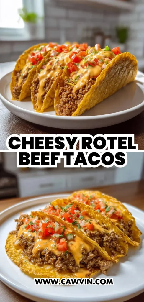 Cheesy Rotel Beef Tacos 2 1 - Easy Peasy Recipes