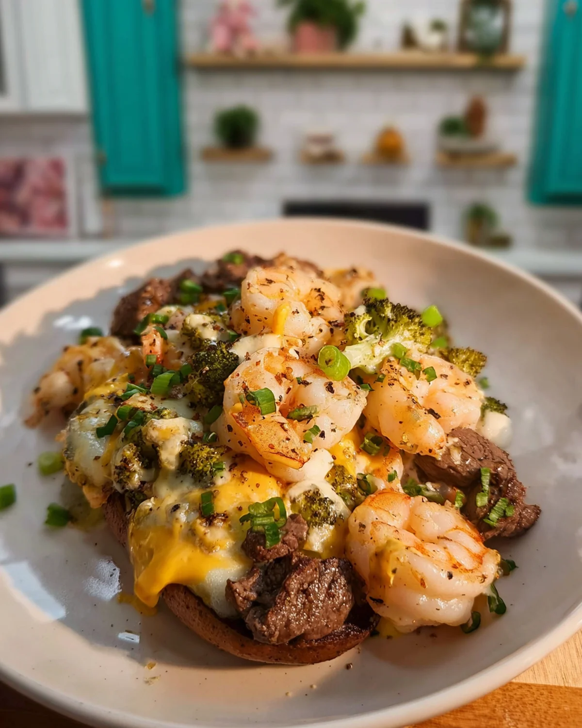 Steak and Shrimp Over a Cheesy Jumbo - Image 2