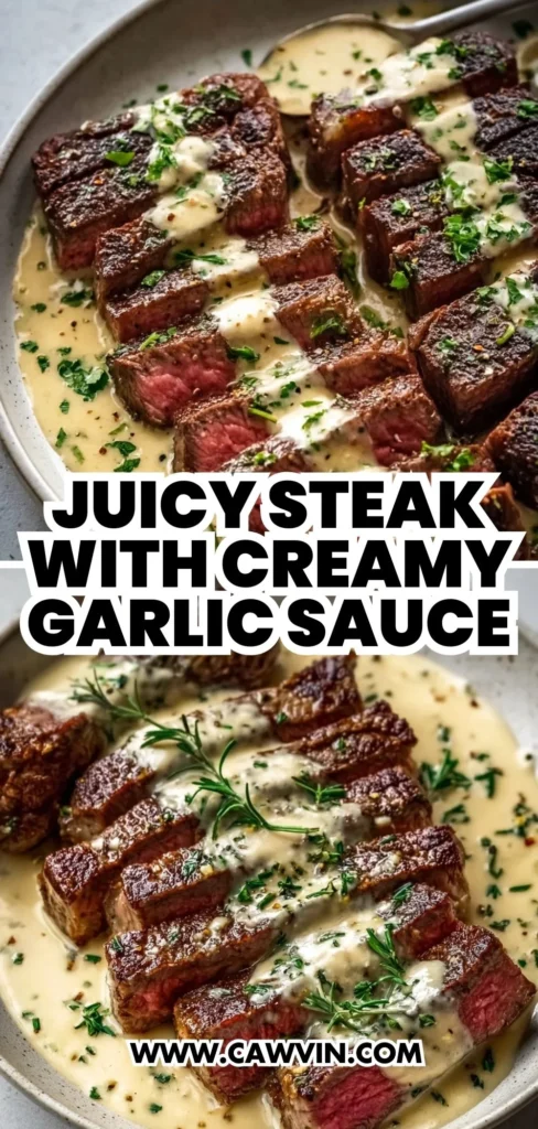Juicy Steak with Creamy Garlic Sauce 2 1 - Easy Peasy Recipes