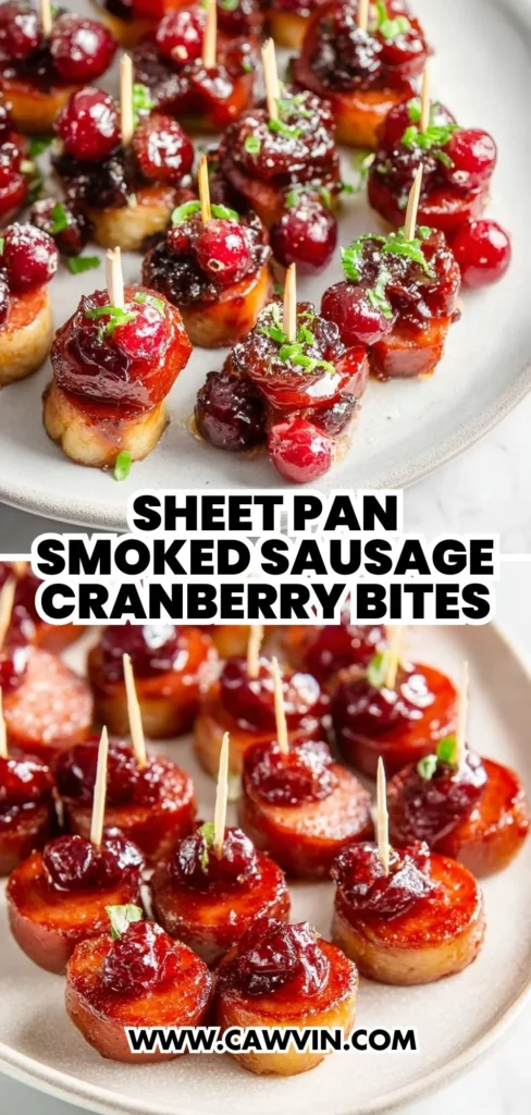 Sheet Pan Smoked Sausage Cranberry Bites 2 - Easy Peasy Recipes