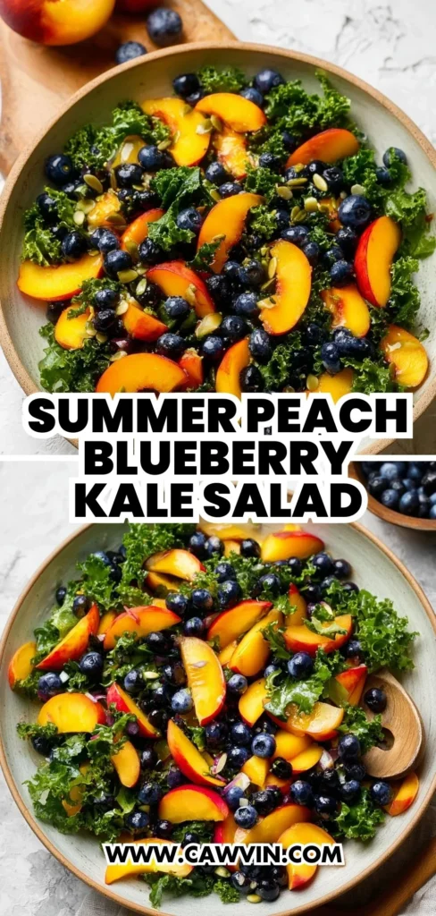 Summer Peach Blueberry Kale Salad 2 1 - Easy Peasy Recipes