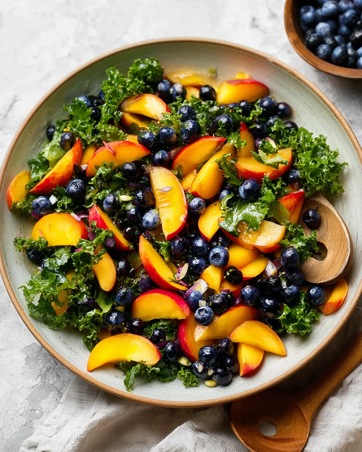 Summer Peach Blueberry Kale Salad - Image 2