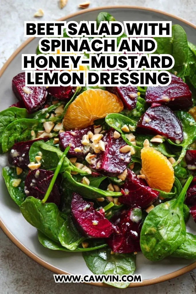 Beet Salad with Spinach and Honey Mustard Lemon Dressing - Easy Peasy Recipes