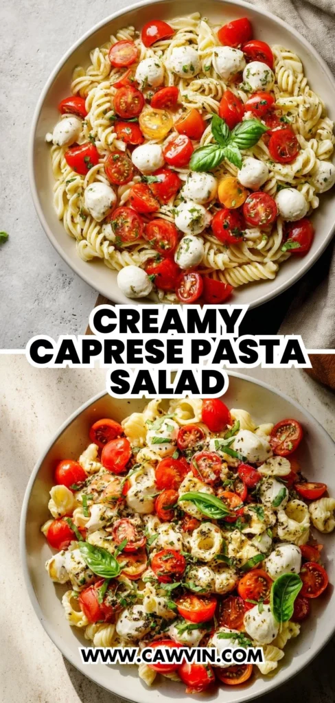Creamy Caprese Pasta Salad 2 1 - Easy Peasy Recipes