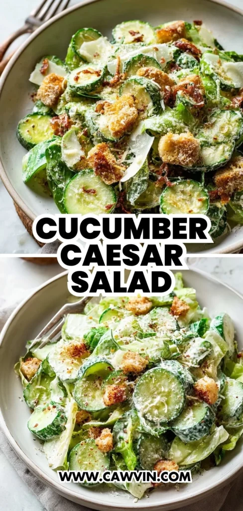Cucumber Caesar Salad 2 1 - Easy Peasy Recipes