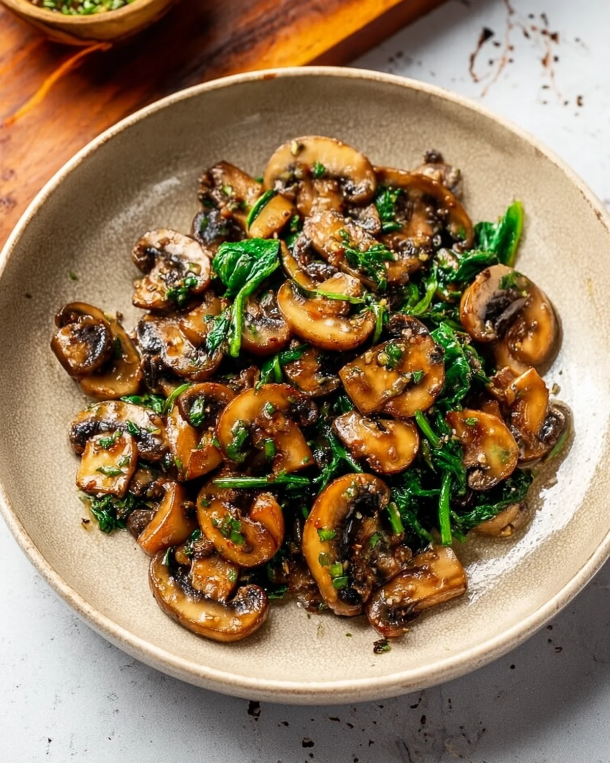 Easy Sauteed Mushrooms with Spinach - Image 3