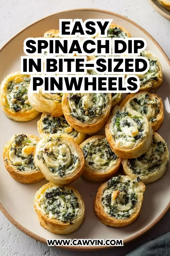 Easy Spinach Dip in Bite Sized Pinwheels - Easy Peasy Recipes