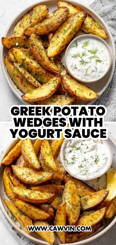 Greek Potato Wedges with Yogurt Sauce 2 1 - Easy Peasy Recipes