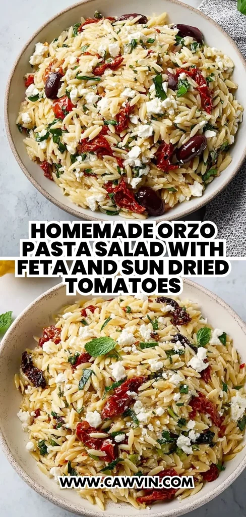 Homemade Orzo Pasta Salad with Feta and Sun Dried Tomatoes 2 1 - Easy Peasy Recipes