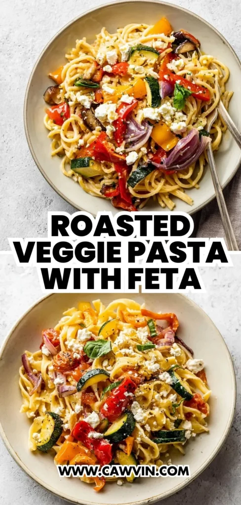 Roasted Veggie Pasta with Feta 2 1 - Easy Peasy Recipes