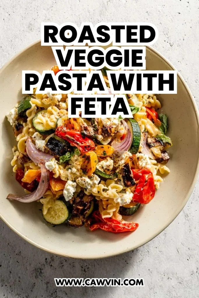 Roasted Veggie Pasta with Feta - Easy Peasy Recipes