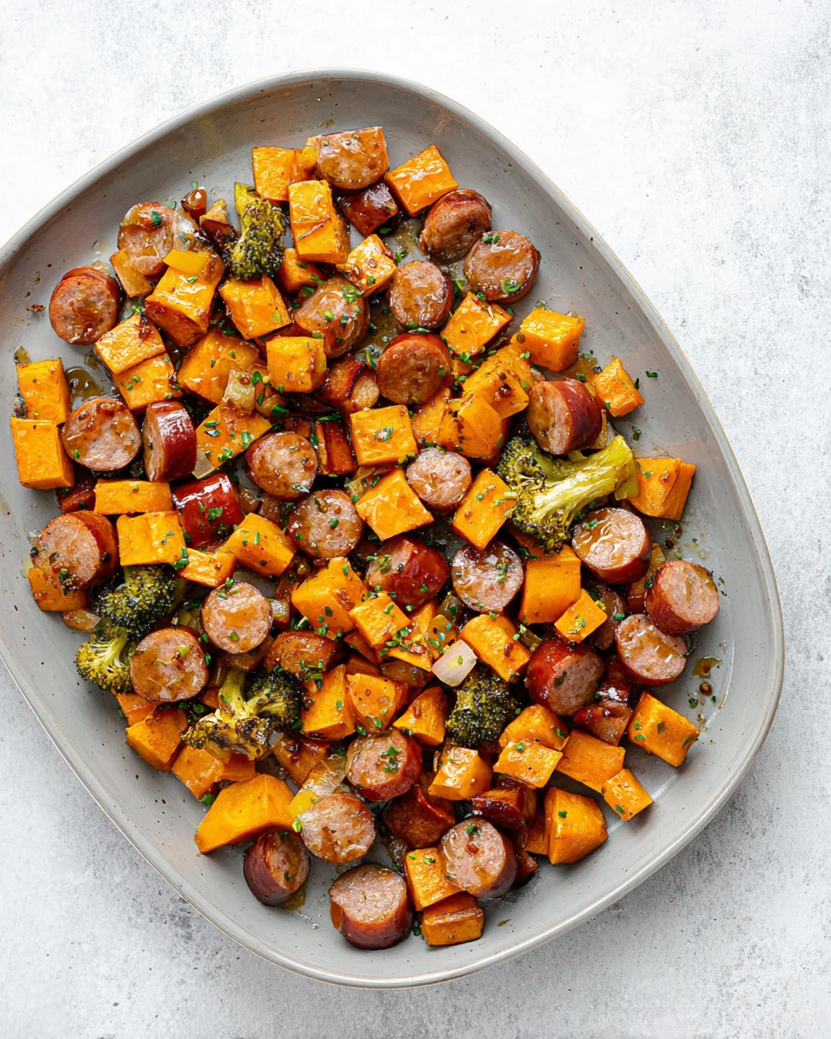 Sheet Pan Sausage and Sweet Potatoes with Honey Garlic Sauce - Image 2
