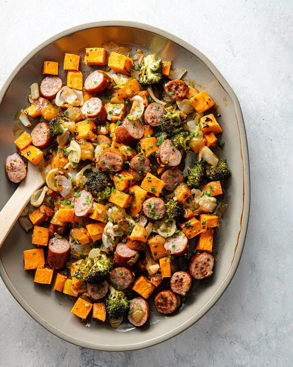 Sheet Pan Sausage and Sweet Potatoes with Honey Garlic Sauce - Image 4