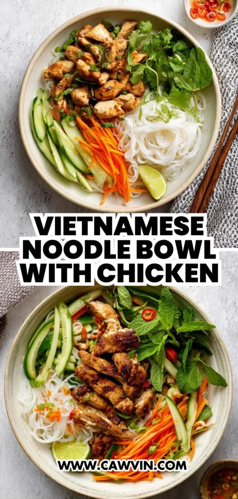 Vietnamese Noodle Bowl with Chicken 2 1 - Easy Peasy Recipes